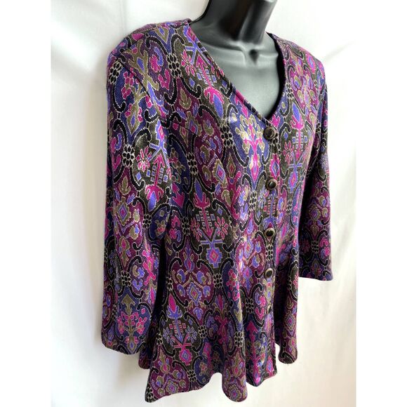 Vintage Judy Tops California Evening Jacket Blazer Purple 100% Cotton M Barbie - Picture 4 of 10